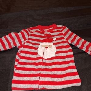 🌼 Santa Carter's Red and Gray Stripped Sleeper Pajamas 18 Months